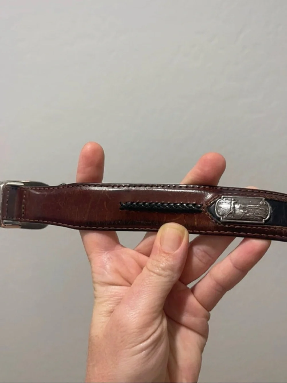 Brighton golf Brown and Black Leather Belt with Silver Accents